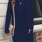 Women's Solid Color Long Sleeve Loose Round Neck Pocket Top T-shirt