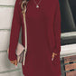 Women's Solid Color Long Sleeve Loose Round Neck Pocket Top T-shirt