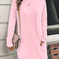 Women's Solid Color Long Sleeve Loose Round Neck Pocket Top T-shirt
